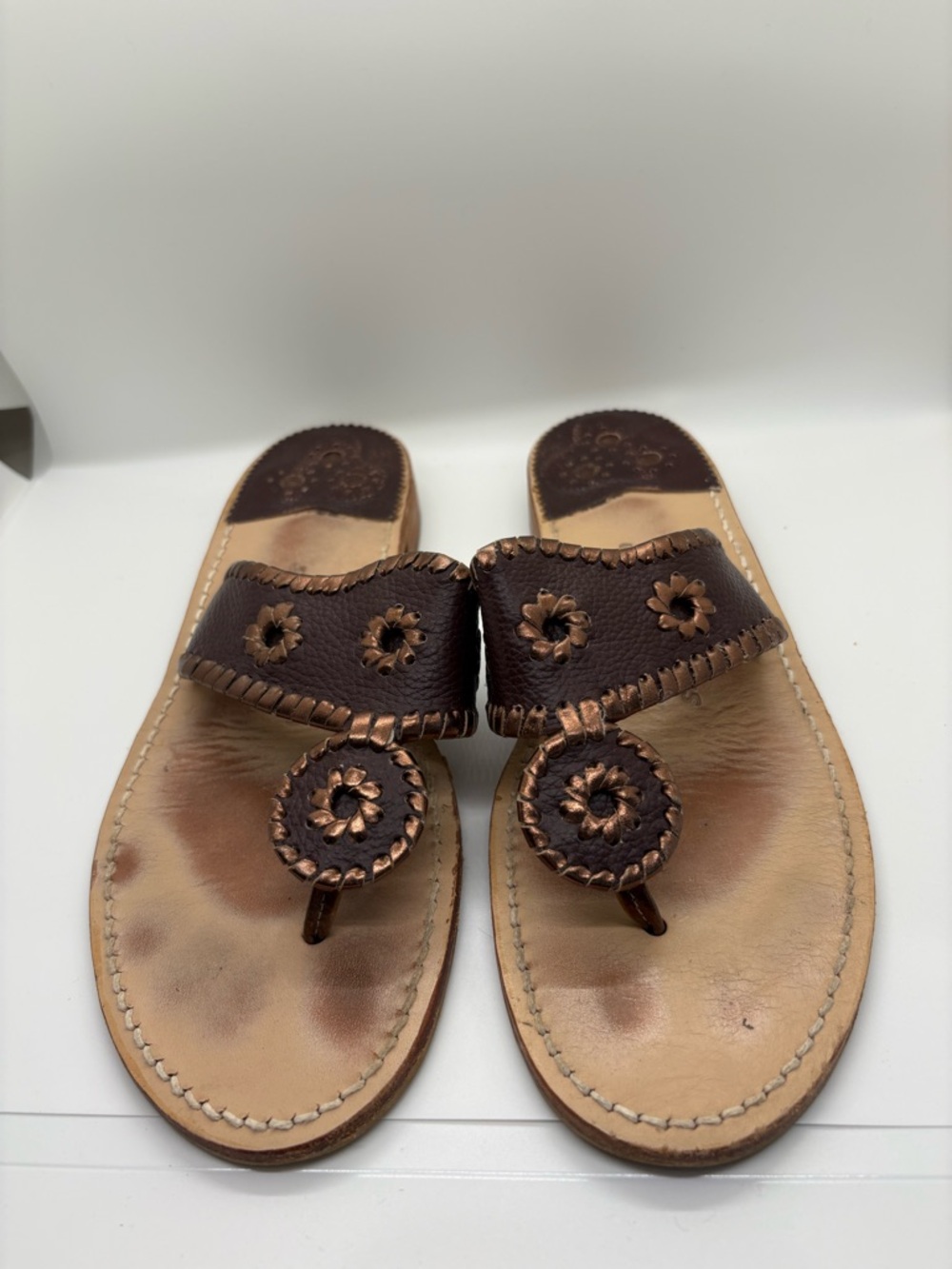 Jack Rogers Brown Leather Thong Sandals